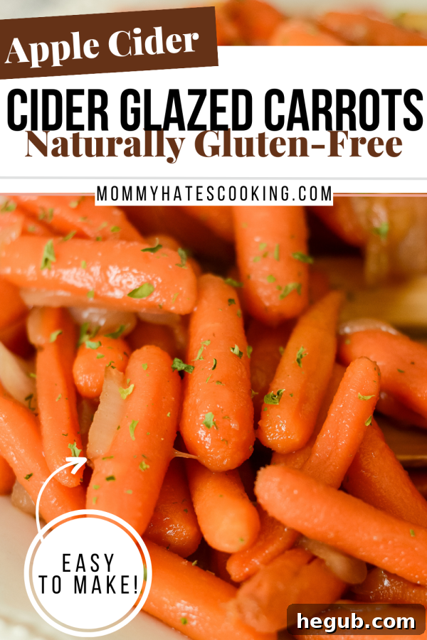 Apple Cider Glazed Carrots recipe pin image for social media