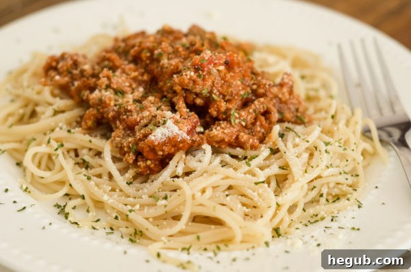 Simple Gluten Free Ranch Spaghetti 5 Cooked spaghetti pasta ready to be combined with the ranch meat sauce