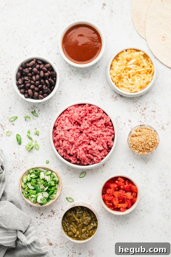 ingredients for beef enchiladas