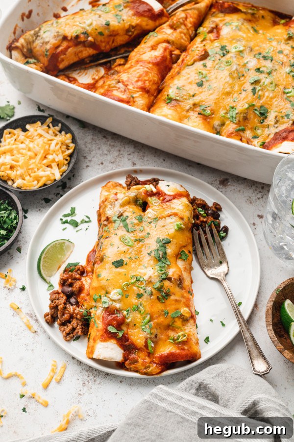 gluten free cheesy beef enchiladas with toppings