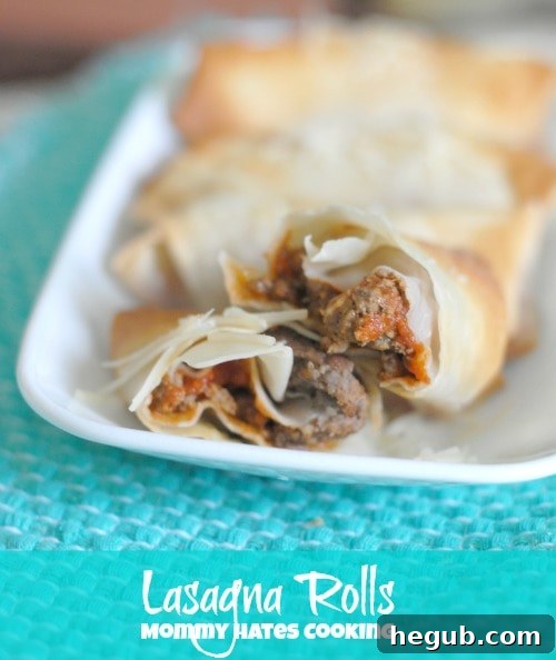 Delicious Lasagna Rolls served on a plate with pasta sauce