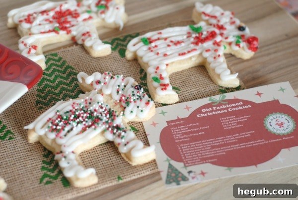 Christmas Cookies packaged in festive tins with a printable recipe tag