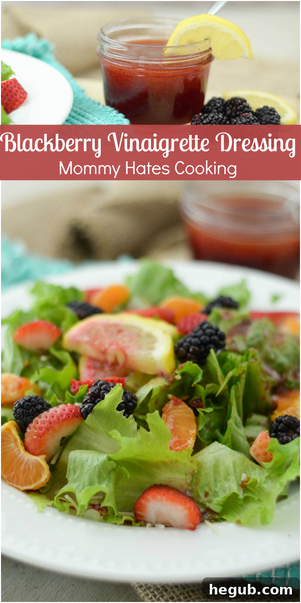 Delicious Blackberry Vinaigrette Dressing on a Fresh Summer Salad