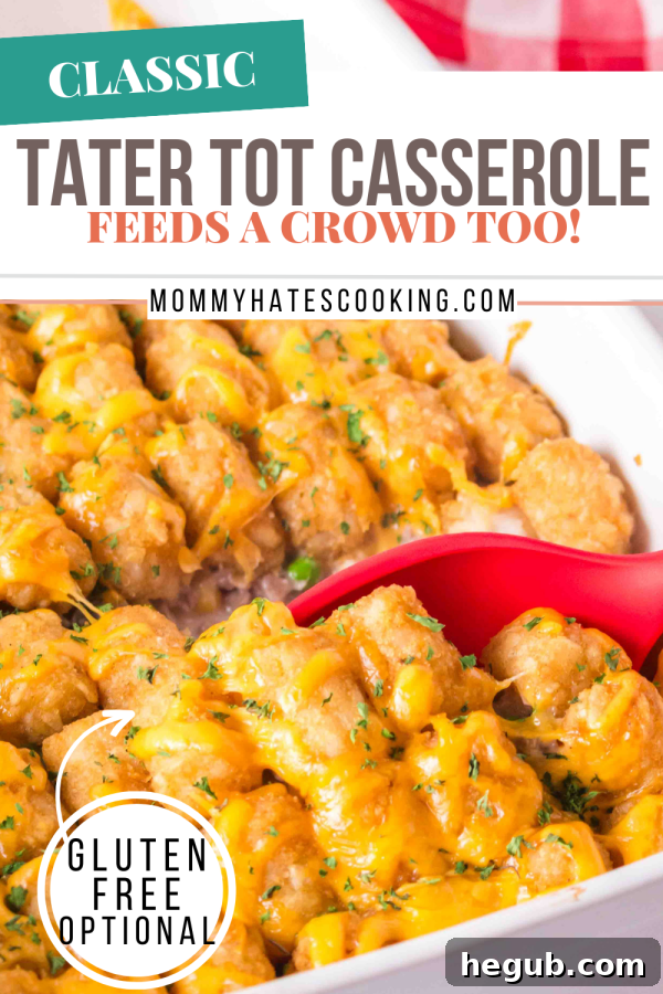 Tater Tot Casserole recipe image for Pinterest