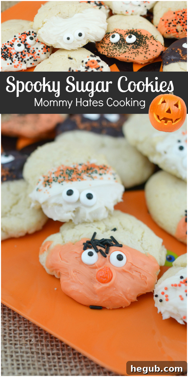 Spooky Sugar Cookies decorated with candy eyeballs and sprinkles