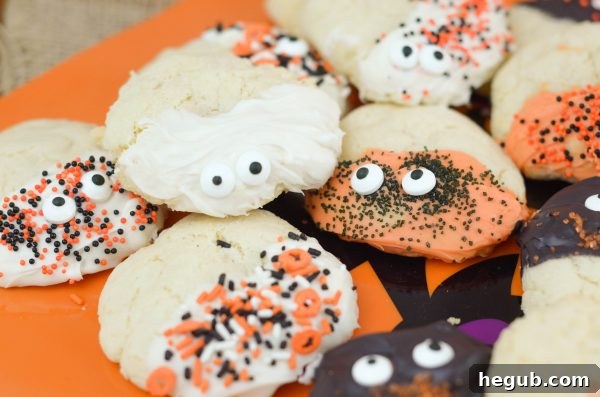 Close-up of a Spooky Sugar Cookie, showing its soft texture