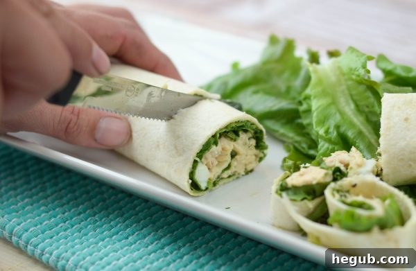 Perfectly rolled Tuna Salad Pinwheels, ideal for healthy kid lunches.