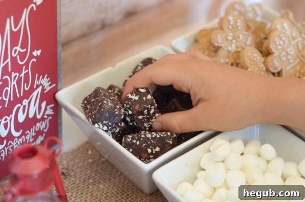 An inviting display of hot chocolate toppings, ready for customization.