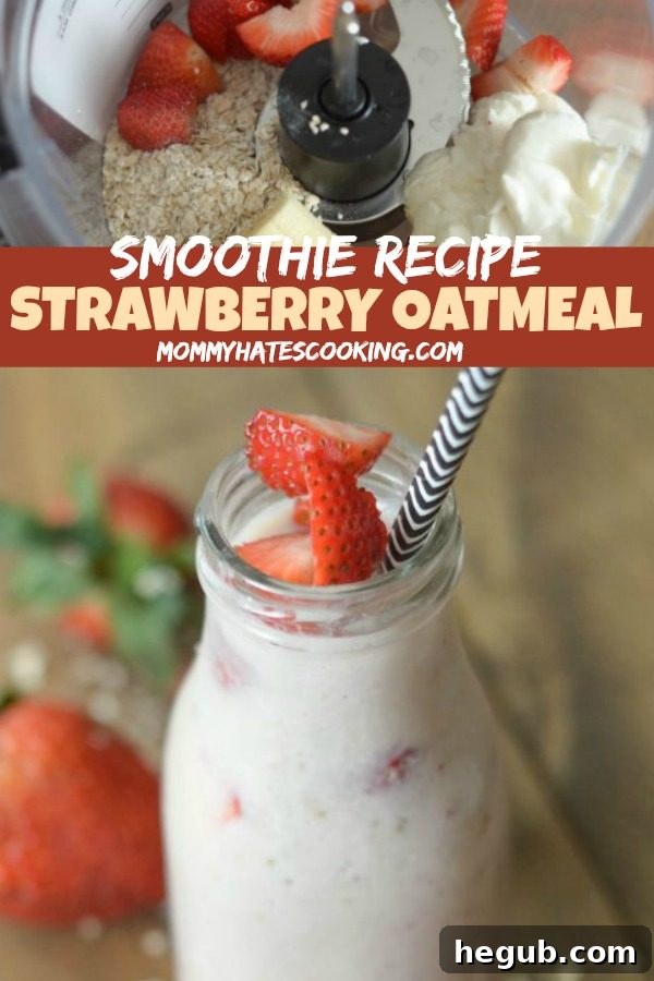 Effortless Strawberry Oat Smoothie 7 Close up of Strawberry Oatmeal Smoothie