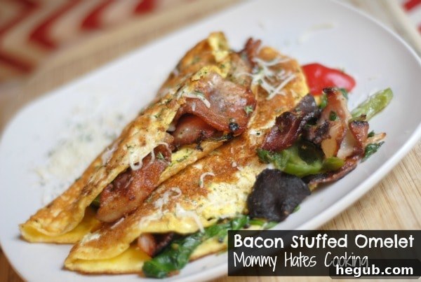 Bacon Stuffed Omelet - Classic Bacon and Cheese Omelet