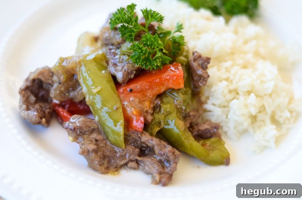 Fresh ingredients like bell peppers and onions ready for Creamy Beef and Peppers