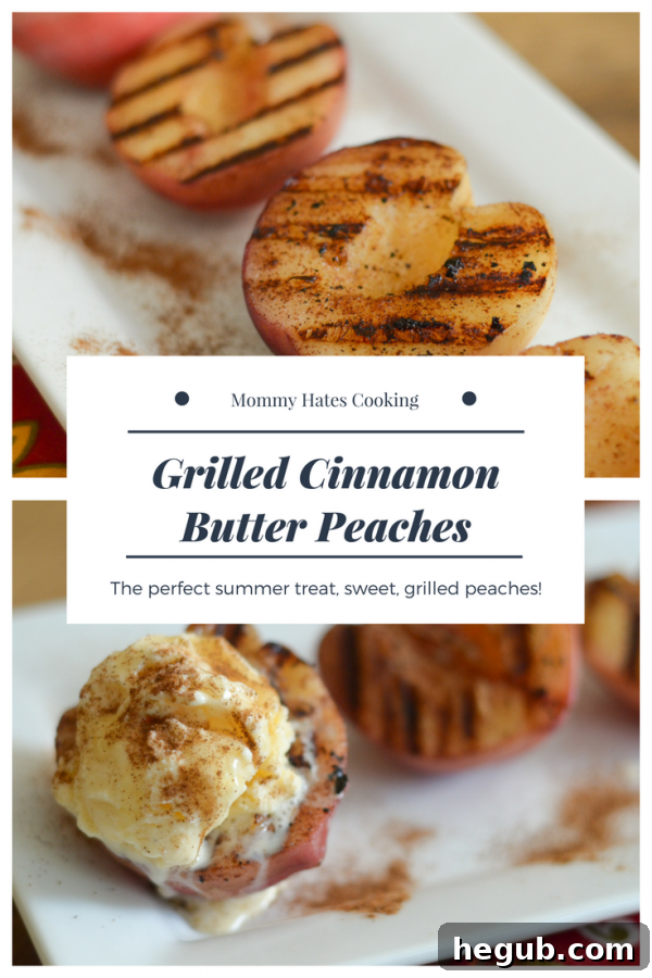 Platter of grilled cinnamon butter peaches with toppings.
