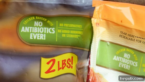 No Antibiotics Ever label on Tyson chicken package