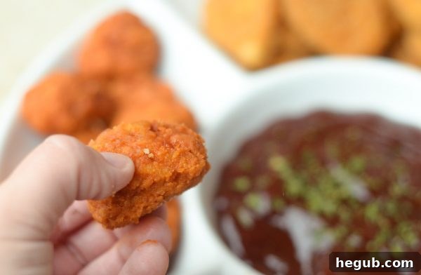 Serving Tyson No Antibiotics Ever chicken nuggets with sauce