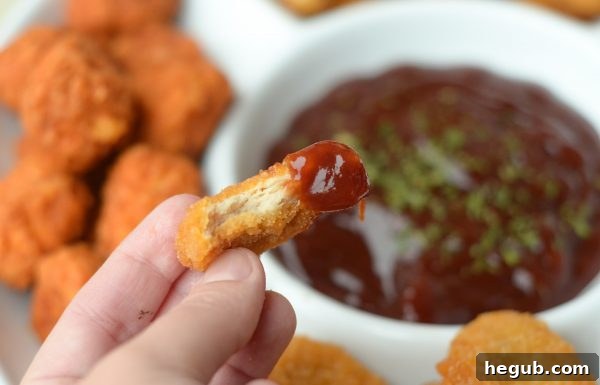 Homemade BBQ sauce with Tyson chicken nuggets