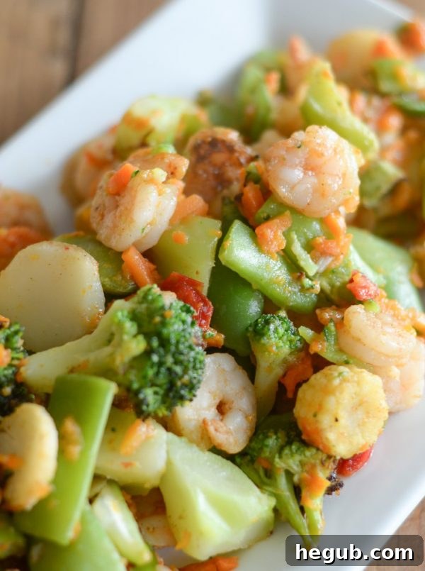 Air Fryer Shrimp and Vegetables - Cooked and ready to serve