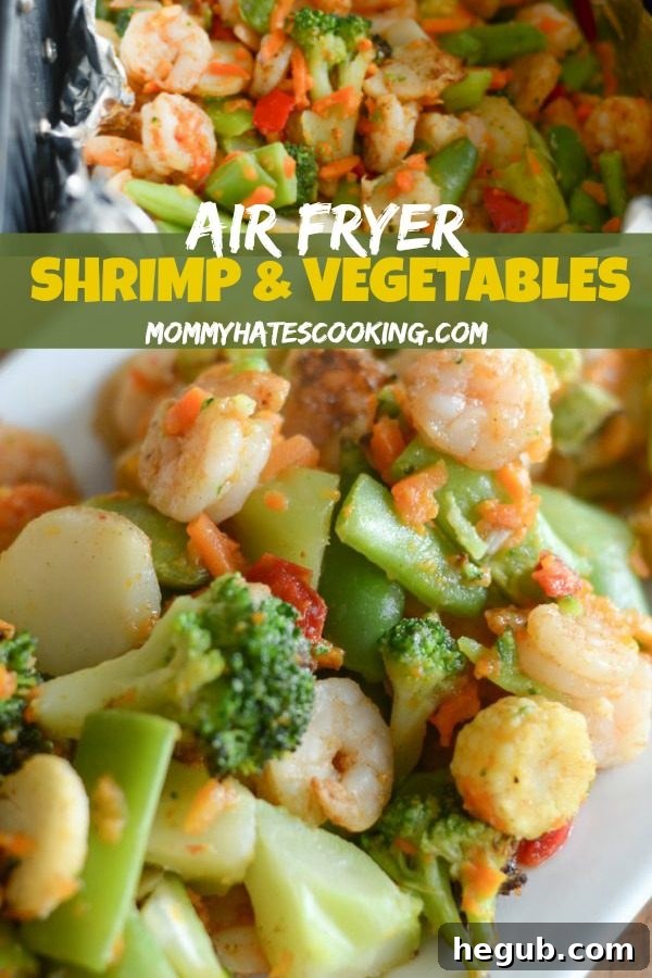 Air Fryer Shrimp and Vegetables - Final styled image for social media