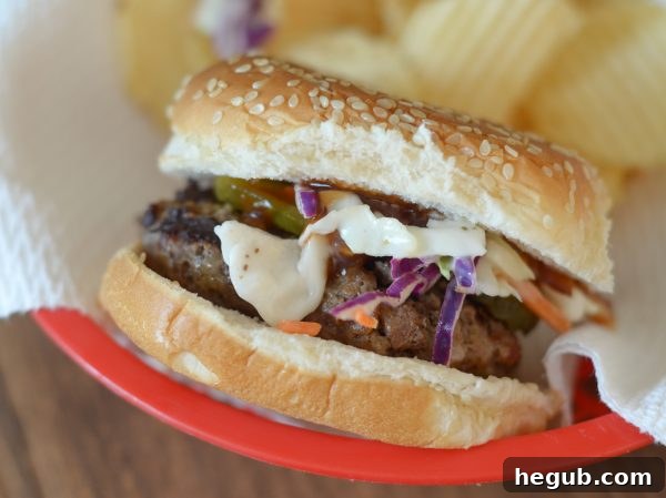 BBQ Slaw Stackers 8 Ready-to-serve Grilled Barbecue Slaw Burgers with slaw