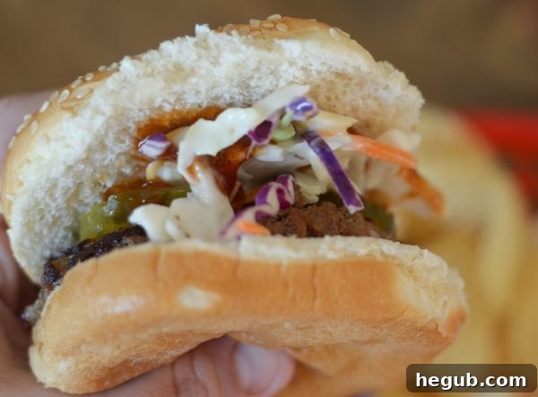 BBQ Slaw Stackers 9 Assortment of Grilled Barbecue Slaw Burgers ready for a summer feast