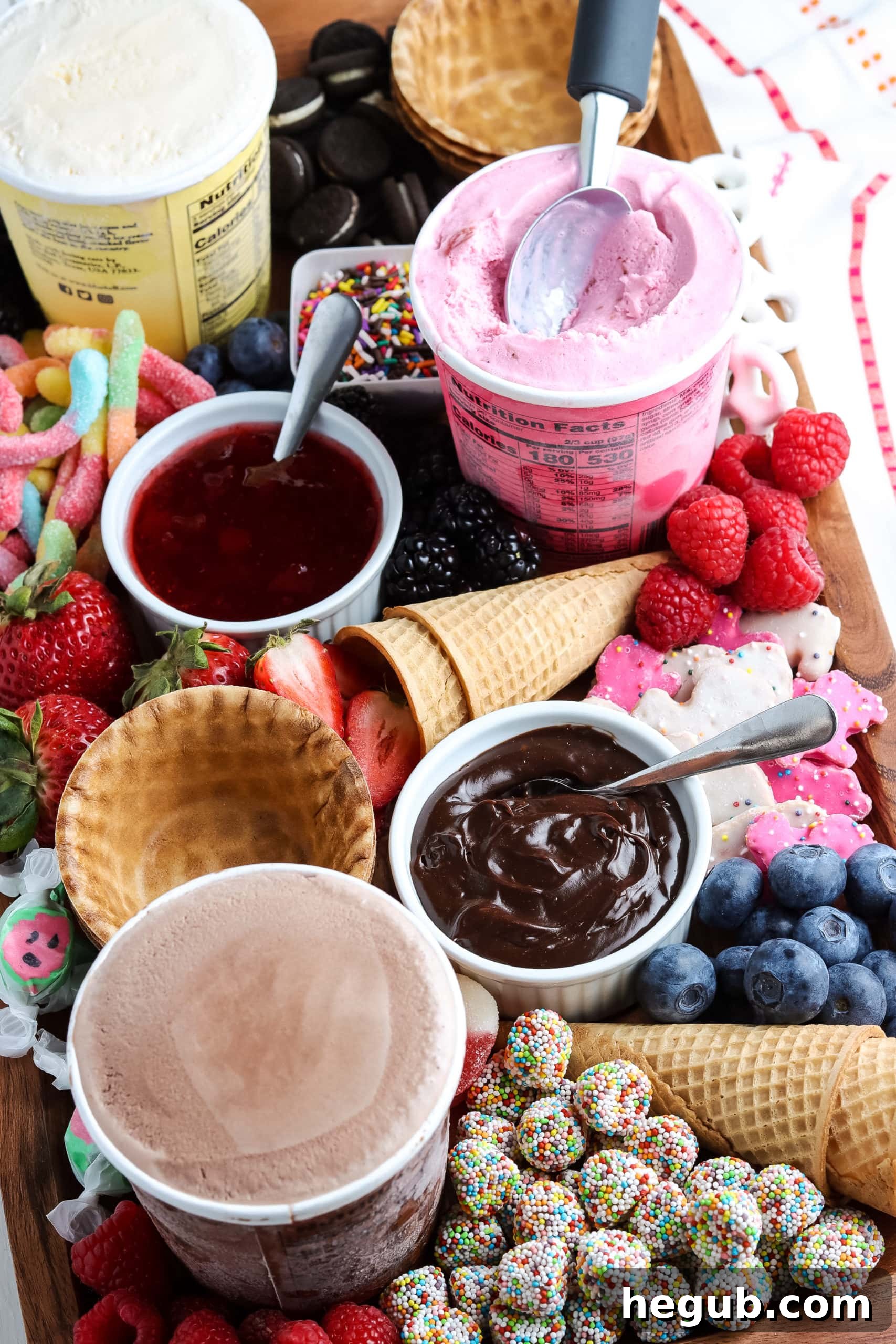 An Easy Ice Cream Board, a fun charcuterie-style dessert for crowds