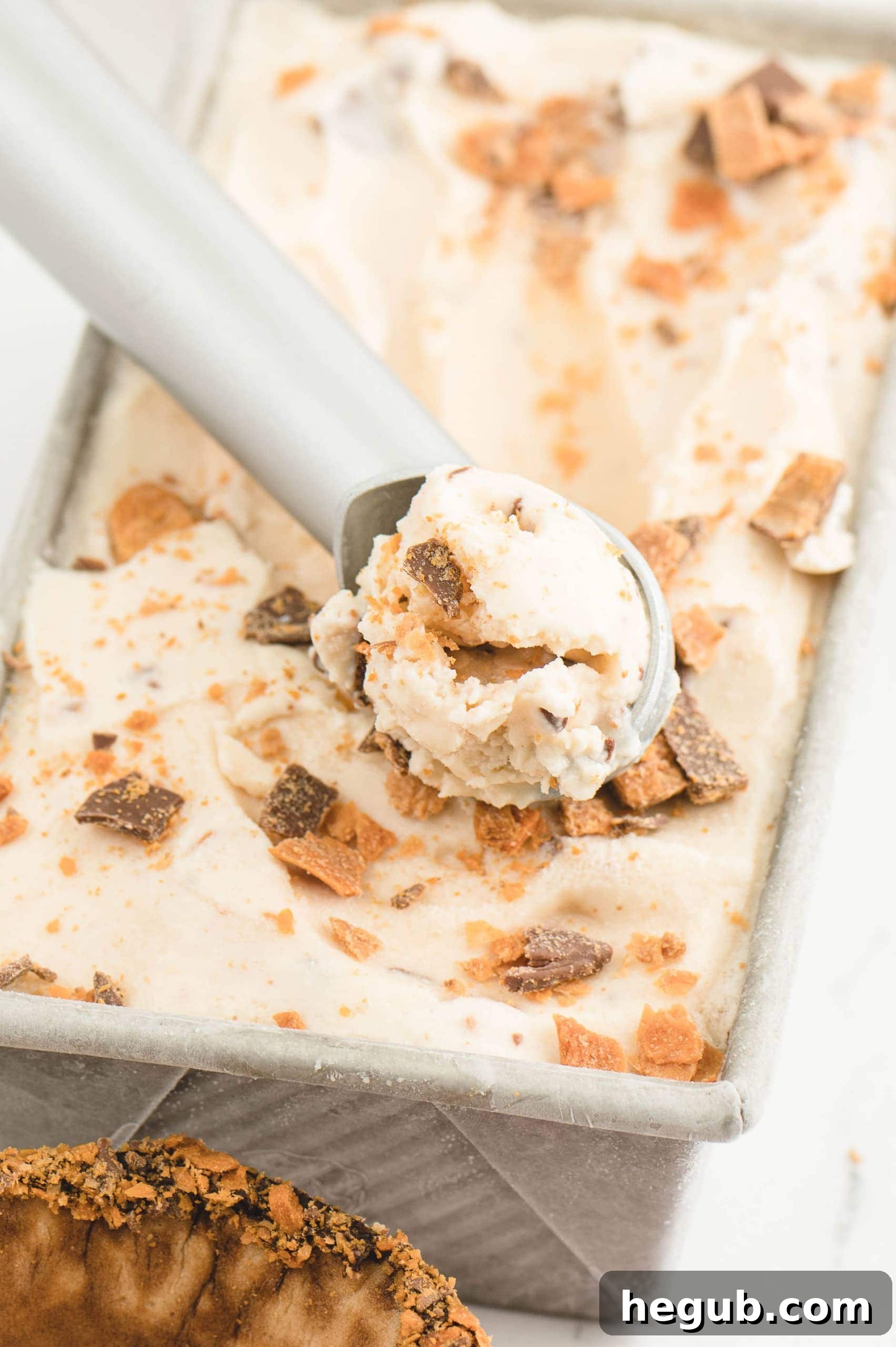 Creamy Homemade Butterfinger Ice Cream, a candy bar inspired summer treat