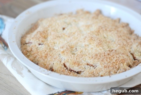 Classic Peach Crumb Cobbler, best with fresh summer peaches