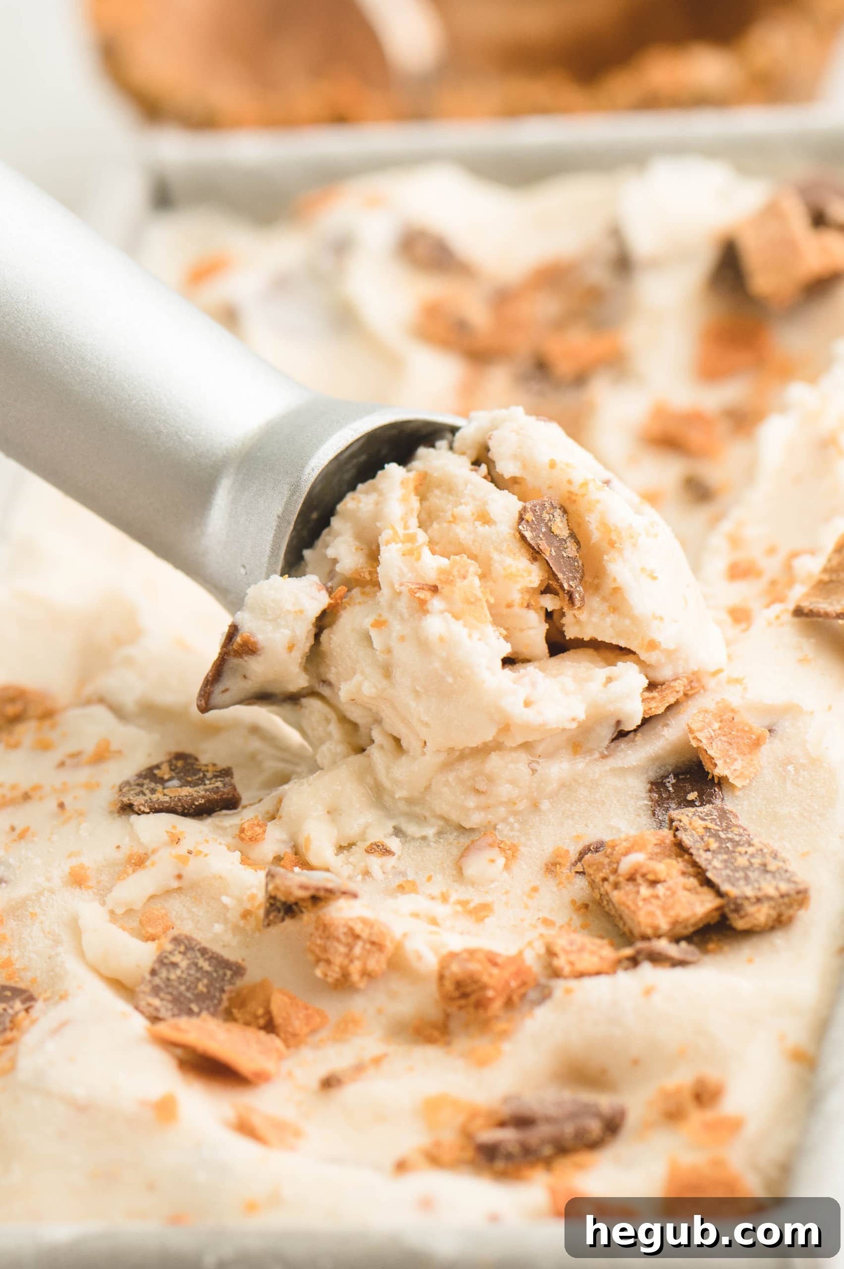 The BEST Homemade Butterfinger Ice Cream, a creamy candy-filled dessert