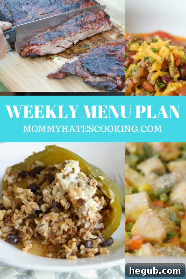 Beautifully designed Weekly Menu Plan graphic, inspiring organized and delicious fall cooking.