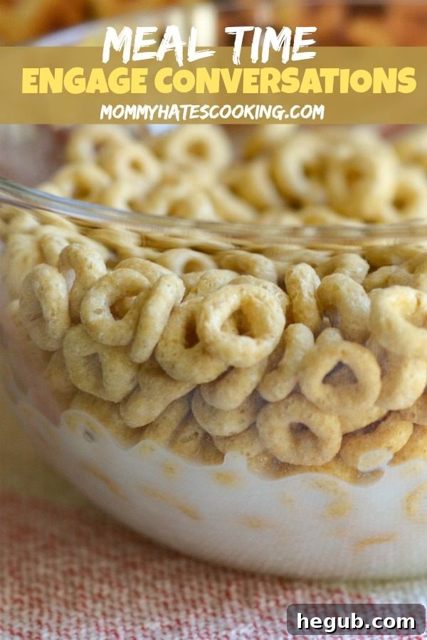 Promotional image: 5 Ways to Engage Conversation at Meal Time with Maple Cheerios #MapleCheeriosatWalmart #AD