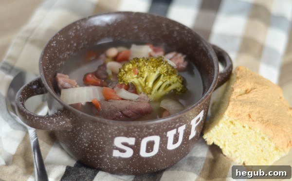 Weekly Menu Plan November 18 6 A savory ham and bean soup simmering in a slow cooker