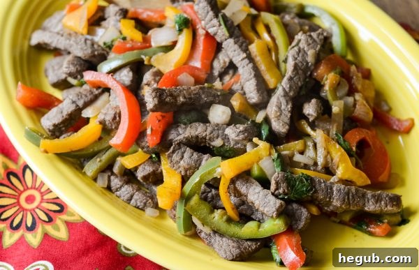 Prepared ingredients for Skillet Beef Fajitas