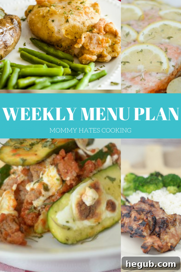 Weekly Menu Plan: April 28th 6 Comprehensive weekly menu plan graphic for meal planning inspiration