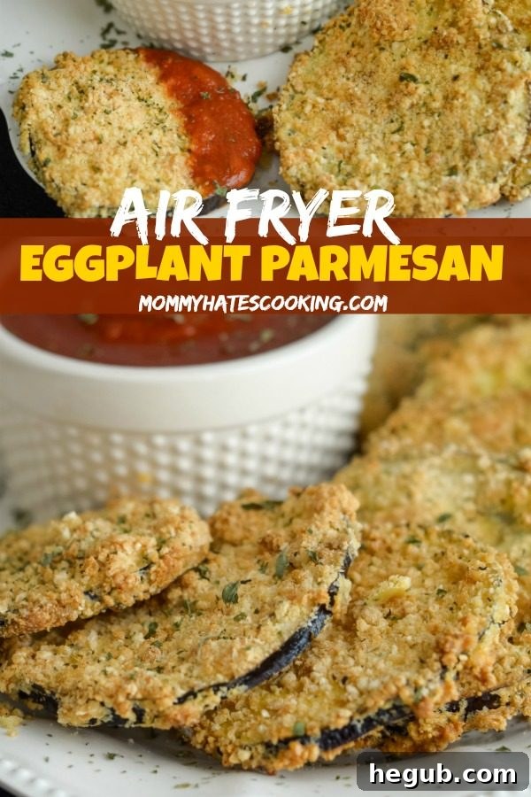 Crispy Air Fried Eggplant with marinara sauce in a white bowl