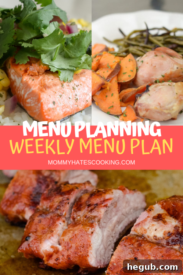 Printable Weekly Menu Plan template for easy organization