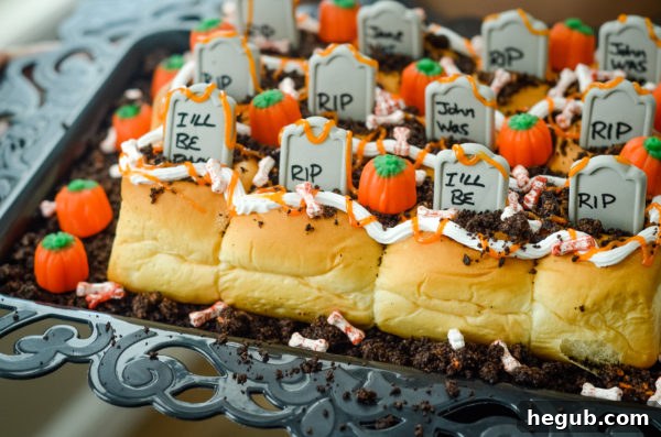 Candy tombstones with messages written with edible ink