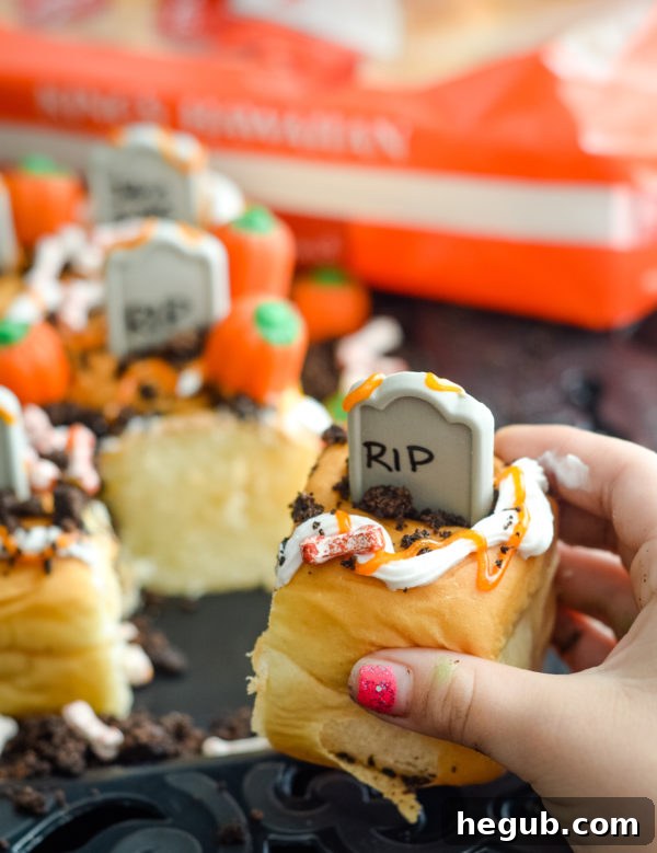 A plate of Spooky Graveyard Rolls ready to be served