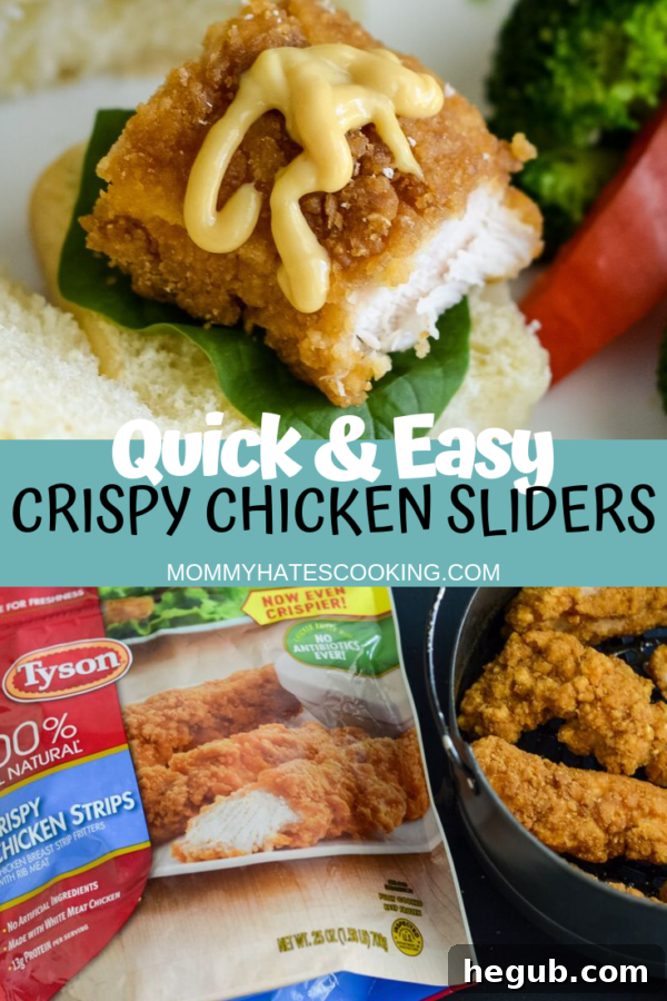 Pinterest graphic for Easy Crispy Chicken Sliders