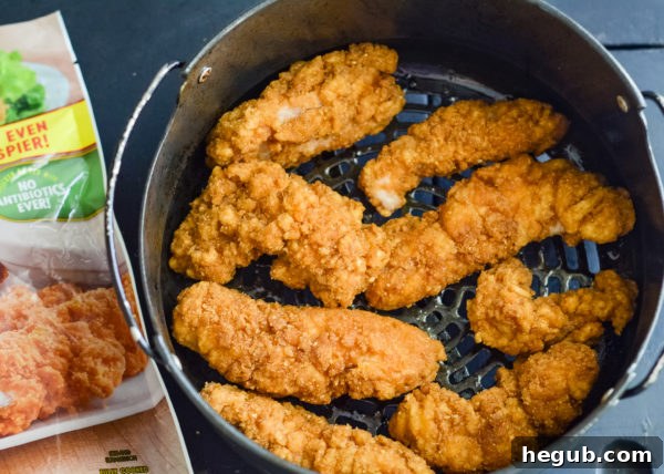 Close-up of crispy Tyson chicken strips