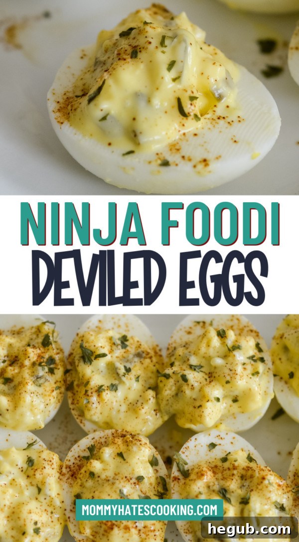 A top-down shot of deviled eggs perfectly arranged on a serving dish, highlighting their presentation.