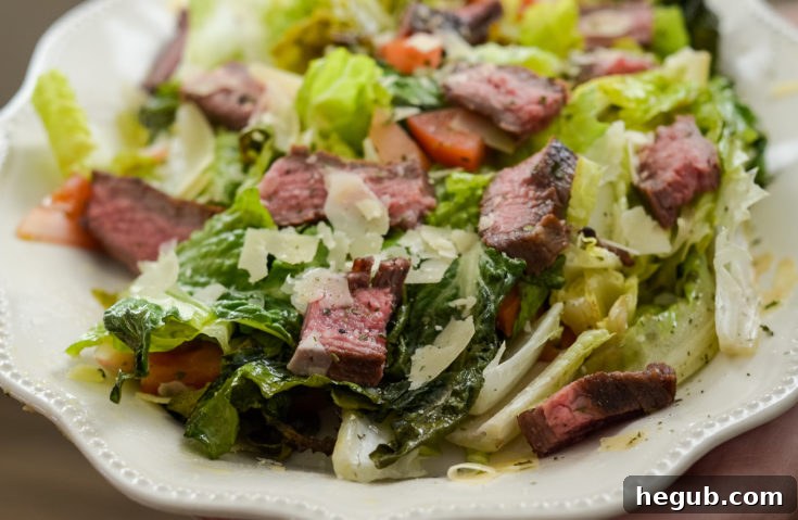 Grilled Romaine Salad with Glazed Flank Steak, a healthy and flavorful outdoor meal