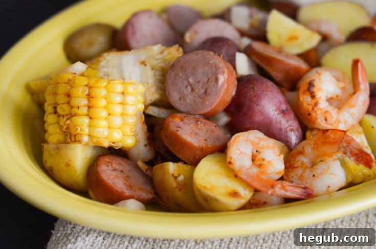 Flavorful Cajun Shrimp Boil cooked in an Air Fryer, a quick and delicious seafood meal