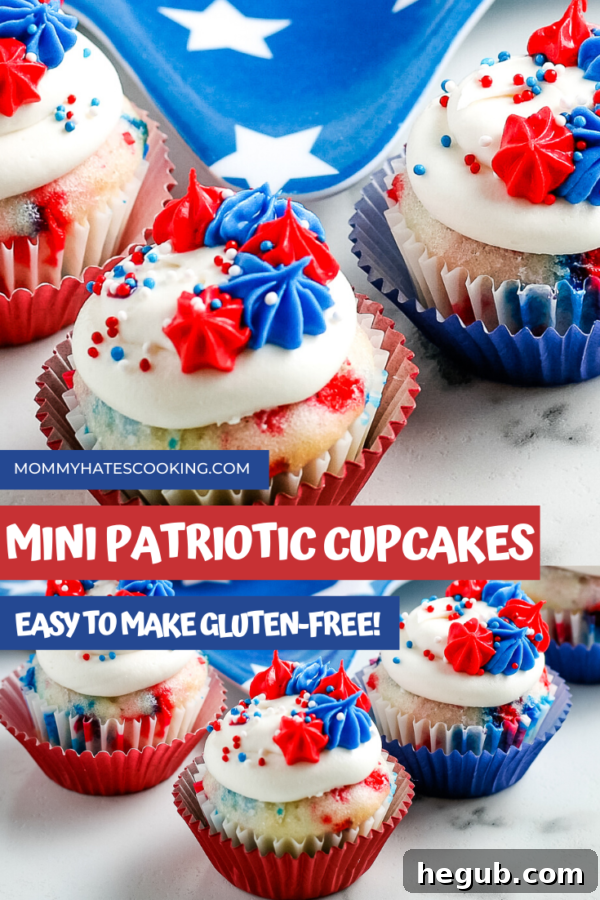 Gluten-Free Mini Patriotic Cupcakes - Pin for later!