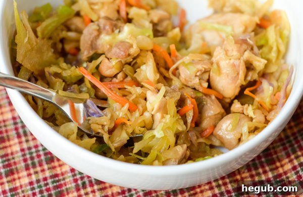 A hearty Ninja Foodi Egg Roll in a Bowl, showcasing a healthy and easy meal option.