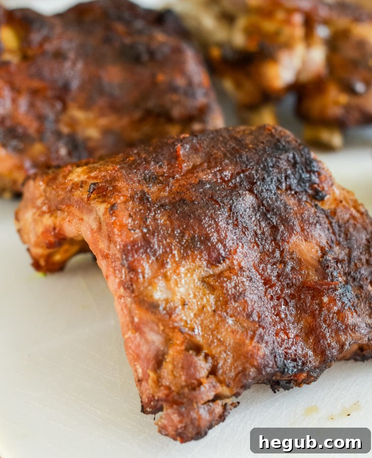 Perfectly cooked baby back ribs in a Ninja Foodi.