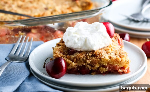 Classic Cherry Dump Cake cooling on a rack, ready to be stored
