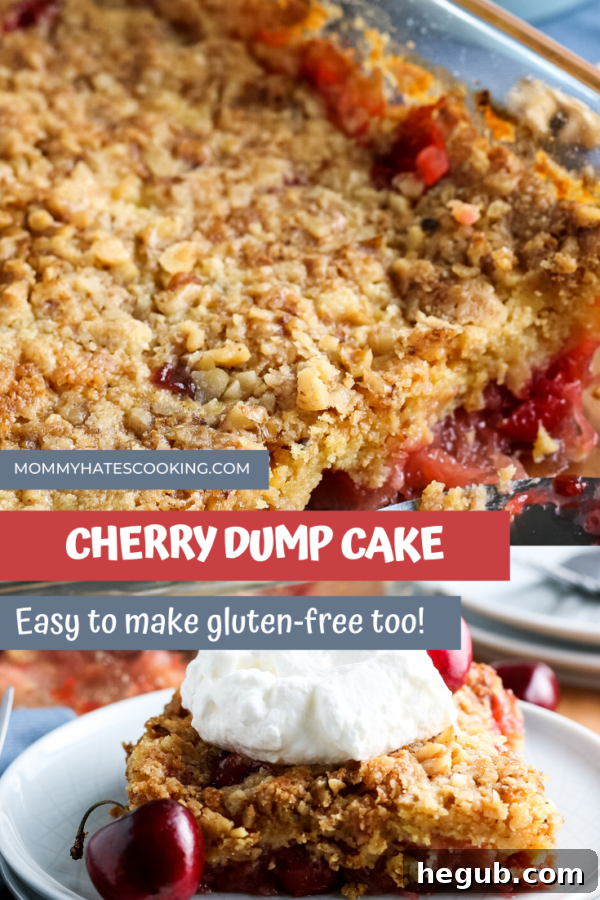 A beautifully composed flat lay image of Classic Cherry Dump Cake, perfect for Pinterest