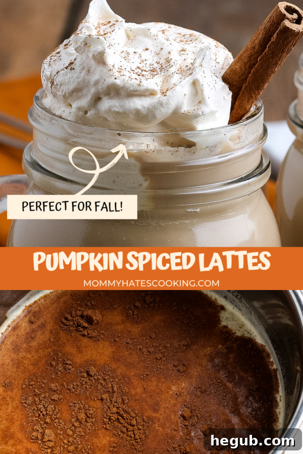 A festive Pinterest-ready image of a homemade Pumpkin Spice Latte with fall leaves, perfect for sharing.