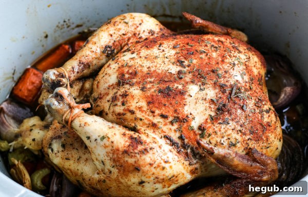 Cooked Crockpot Whole Chicken in Slow Cooker