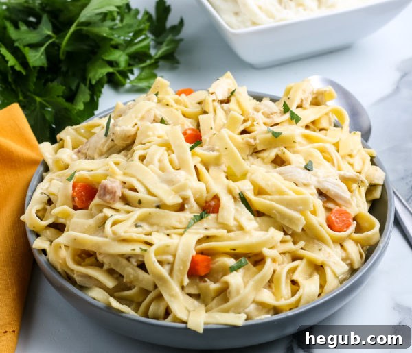Delicious Creamy Chicken and Noodles, a perfect comfort food.