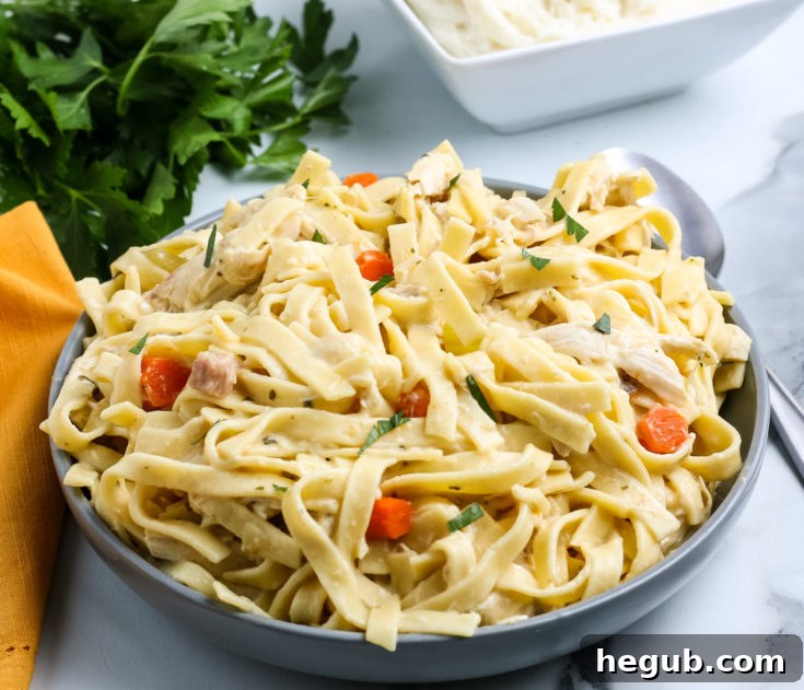 Homemade Creamy Chicken and Noodles, a gluten-free friendly comfort dish